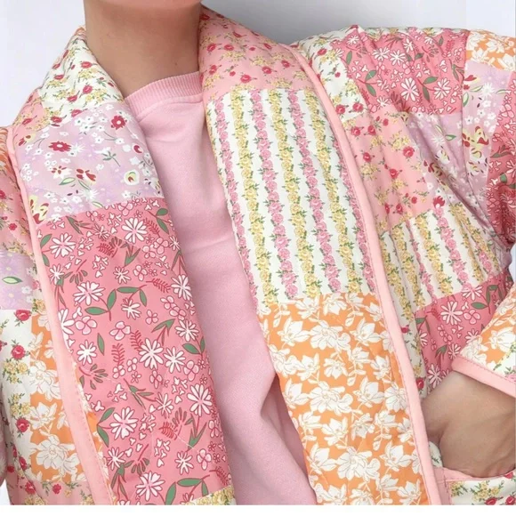 Women's Pink Patchwork Jacket - Picture 5 of 9